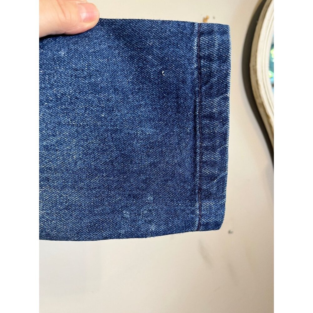 Vintage Lee Denim Corduroy Chore Coat L Blue Jean Duster Trench Barn 70s Work - Picture 4 of 15